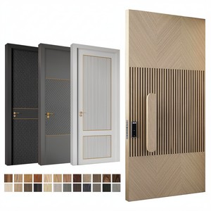 Porte d'entrée pivotante moderne en bois de style européen avec serrure intelligente pour hôtel et villa - Product Image 5