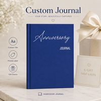 Carnet d'anniversaire personnalisé à couverture rigide, bleu marine, écriture blanche, cadeau élégant, souvenir de couple, OEM ODM en gros