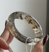 Bracelet unisexe ethnique en jadéite naturelle birmane de qualité A, forme ovale, translucide comme de la glace, motifs floraux flottants, style Concubine Impériale