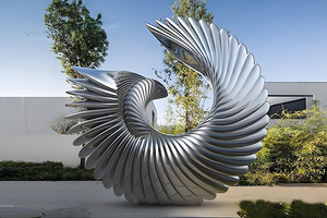 Grandes sculptures circulaires artisanales en acier inoxydable et sculptures de paysages urbains extérieurs en acier inoxydable - Product Image 2