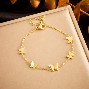 Gold Plated Butterfly Jewelry <b>Set</b> Necklace Earrings <b>Bracelet</b> Women's Party Fashion Zinc Alloy Chain <b>Set</b> - Product Image 3