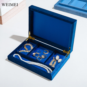 WEIMEI Custom logo Ring Pendant Bracelet <b>Earring</b> Jewelry <b>Box</b> High Quality Baby Blue Velvet Jewelry Set <b>Box</b> - Product Image 5