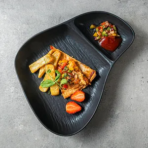 Mexicaanse Taco Creatieve Gerechten Vajilla Platos Diner Twee Traliewerk Natuurlijk Porseleinen Stenen Platen Voor Hotel Restaurant