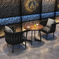 Chaises de salle à manger en bois massif de style industriel, revêtement en cuir à motif griffes de chat, thème musical, pour cafés, salons de thé, restaurants occidentaux