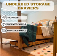 Rangement sous le lit avec roulettes, caisse en bois, tiroirs, organisateur de rangement pour vêtements, épices et aliments