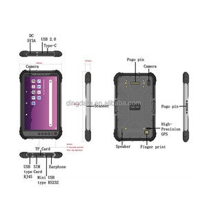 Không thấm nước gồ ghề <span class=keywords><strong>Android</strong></span> công nghiệp 8 inch màn hình cảm ứng máy tính bảng với MTK Bộ vi xử lý IP67 đánh giá 1D/2D Máy Quét Mã Vạch thẻ Sim - Product Image 5
