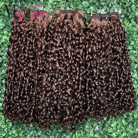 Extensiones de Cabello Humano Virgen Indio Doble Trama Rizado Pixie Marrón SDD, Cabello Grueso y Alineado de Proveedores