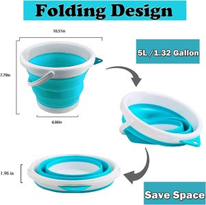 3L Ráp Xô Kích Thước Lớn Có Thể Gập Lại Silicone Xô Thuận Tiện Ngoài Trời Câu Cá Bãi Biển Nhà Làm Sạch Có Thể Gập Lại Xô - Product Image 2