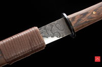 Couteau de poche en acier à motif Damas, épée courte, lame trempée à la boue, Hamon, fait main