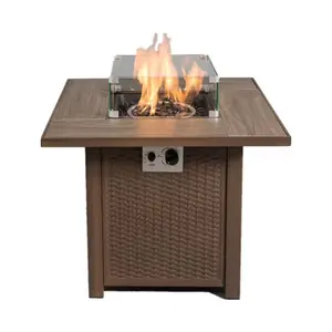 Concrete Fireplace Patio Outdoor Firepit Propane Gas Fire Pit Table Rectangle Table With Fire On Sale