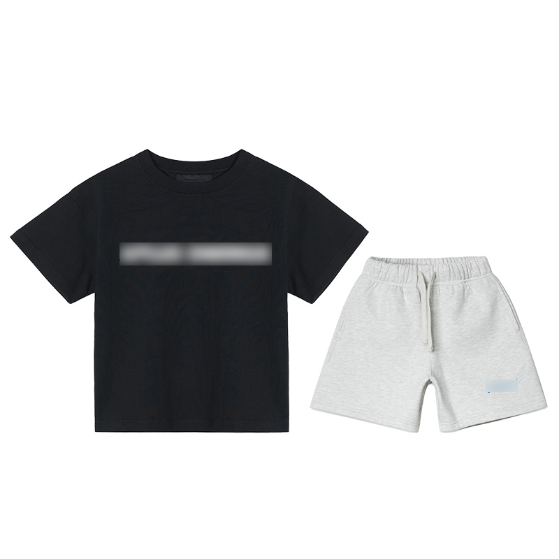 Black short sleeves + gray shorts