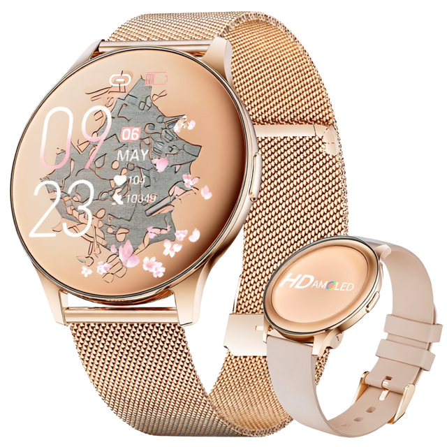 Women Smart Watch 1.32 AMOLED 3D Curved Ultra Thin Magnetic Da Fit Heart Rate Blood Pressure SpO2 Monitor IP68 Fitness Tracker