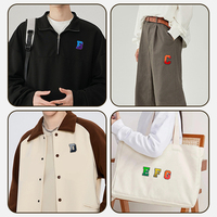 Patchs personnalisés dégradés multicolores, lettres thermocollantes, patchs brodés en chenille, appliques alphabet pour vêtements, chapeaux, sacs