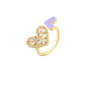 <span class=keywords><strong>DIBI</strong></span> Trendy Micro-Inlaid Zircon ajustable gota de aceite melocotón corazón anillo abierto joyería de cobre para mujer - Product Image 6