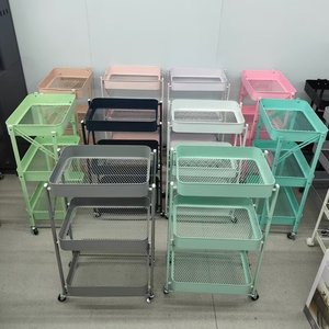 Estante de almacenamiento de acero plegable de instalación gratuita, carro pequeño para cocina y <span class=keywords><strong>organizador</strong></span> doméstico, soporte para espacio de armario - Product Image 3
