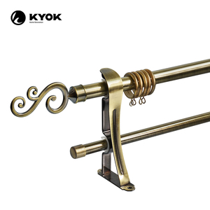 Tringles à rideaux KYOK de style nordique en fer anti-rouille avec doubles supports et accessoires en aluminium pour fenêtres - Product Image 6
