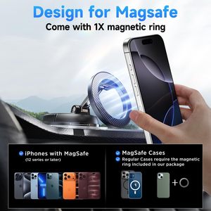 Support magnétique pour téléphone Andery en fibre de carbone, réglable à 360 degrés, support de tableau de bord pour smartphones, support de voiture pliable à ventouse - Product Image 6
