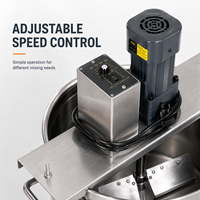 Commerciële sausbereidings-emmer met mixer voor tomatensaus, pastasaus, hotels, buffetten en foodservice; leverancier van apparatuur.