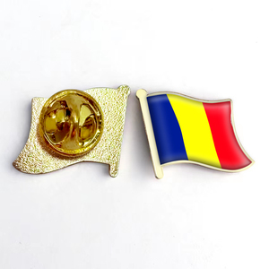 Venta al por mayor bandera rumana solapa Pin Metal esmalte insignia nacional para sombreros y ropa - Product Image 1