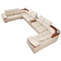 Sofá Cama Seccional de Cuero Convertible Cuadrado de Lujo Moderno con Altavoz Bluetooth, Portavasos y Reposacabezas Ajustables