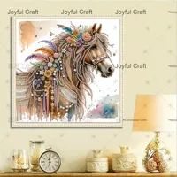 Kit de peinture au diamant 5D cheval classique moderne DIY décoration de maison en diamant irrégulier avec autocollant en diamant fait main