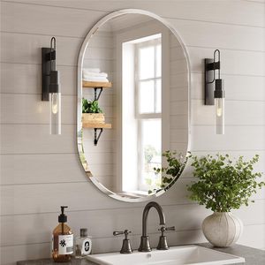 Brightify Frameless Oval <b>Mirror</b> Multiple Sizes Beveled Edge Bathroom Vanity <b>Mirror</b> Modern Farmhouse Style - Product Image 1