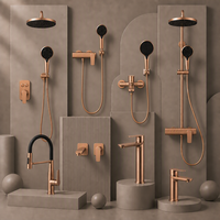 Ensemble de douche de luxe en laiton or rose avec robinet d'eau chaude et froide, série de robinets avec cartouche en céramique pour appartement et hôtel