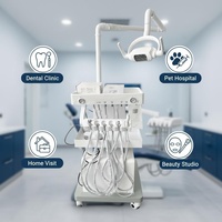 Unité dentaire mobile sur chariot avec lumière LED et compresseur d'air, poste de travail dentaire portable pour clinique vétérinaire/humaine