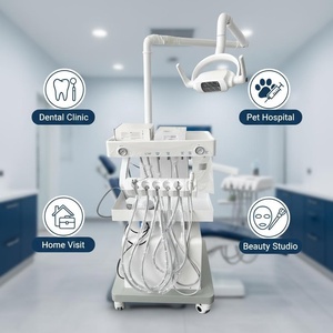 Unité dentaire mobile sur chariot avec lumière LED et compresseur d'air, poste de travail dentaire portable pour clinique vétérinaire/humaine - Product Image 5