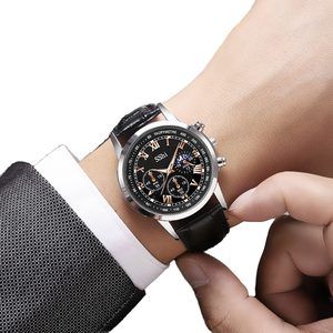 <span class=keywords><strong>Montre</strong></span> à Quartz de Luxe pour Hommes Nouveau Design Tendance Affaires <span class=keywords><strong>Bracelet</strong></span> Cadran en Verre 40mm Aiguilles <span class=keywords><strong>Cuir</strong></span> <span class=keywords><strong>20mm</strong></span> Alliage - Product Image 1