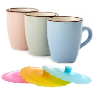 Eco-friendly Silicone Cup Lids Sution Mug Cover Food Grade Reusable Tea Coffee Cup Cover