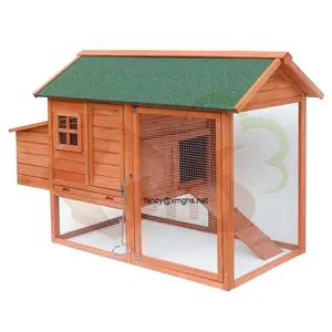 Chicken Coop Cedar Wood Metal Wire Asphalt Roof Small Animal Pet House Chicken Coop Nesting Egg Box For Backyard Outdoor Domestic Use