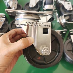 Roulettes de chariot de four à haute température SUS304 75/100/125mm roulettes de plaque pivotantes en nylon 304 en acier inoxydable pour fours de cuisson - Product Image 2