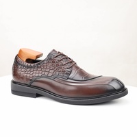 Chaussures en cuir décontractées à lacets, style britannique, imperméables, respirantes, antidérapantes, à semelle souple, imprimé animal, gaufrées, pour l'automne