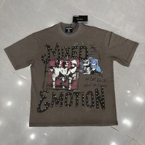 Camisetas con Estampado de Emociones Mixtas para Hombre, Estilo Casual Urbano, Manga Corta, 100% Algodón, Logotipo en la Espalda, Diseño Moderno, Camisetas de Verano para Hombre - Product Image 4