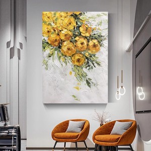 Hand Painted Oil Painting Abstract Flower Art <b>Large</b> Wall Decor For Living Room Sofa Background 3D Visual Effect Wabi Sabi Style - Product Image 4