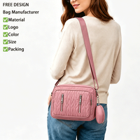 Tas Selempang Wanita Logo Kustom Vintage dengan Tas Koin Kecil Tas Selempang Sederhana Tas Belanja Wanita Multi Kantong