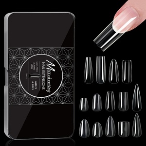 Ongles artificiels transparents spéciaux Europe États-Unis, formes cercueil, amande, carrée, sans trace, avec logo personnalisé - Product Image 1
