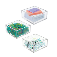 Organisateur de bureau en acrylique empilable, 50 pièces, pour le bureau et la maison, Clips à papier à bande adhésive
