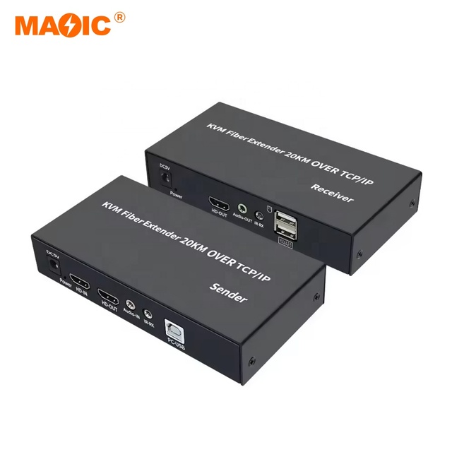 Hdmi Kvm Fiber Extender 20km HDMI Fiber Optical KVM Extender Over TCP/IP 20KM with USB for TV Laptop