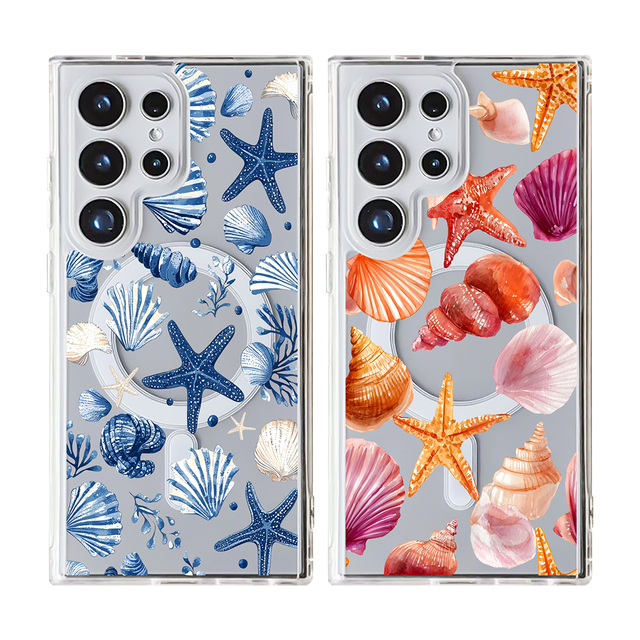 Luxurious Clear Magnetic Marine Ocean Seashells Hard Mobile Phone Case for Samsung for Galaxy S26 Ultra Plus A07 A17
