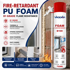 Schiuma Spray PU Ignifuga B100, Schiuma Isolante in Poliuretano Antincendio per Riempimento Fessure e Installazione Porte e Finestre - Product Image 1