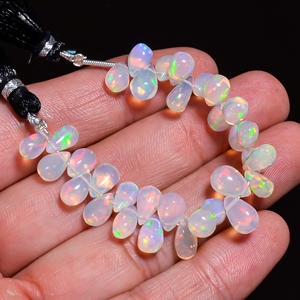 Perles d'opale éthiopienne naturelle de qualité assurée avec une longueur de 4 pouces et des perles d'opale lisse en forme de larme à vendre - Product Image 2