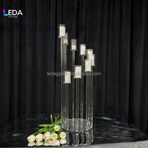 LEDA <b>Crystal</b> Candelabra Round Glass Candle Holders for Wedding Home Decoration Durable High Quality - Product Image 1