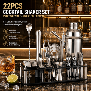 <span class=keywords><strong>Kit</strong></span> de barman personnalisé ODM OEM avec logo, 22 pièces, shaker à cocktails de 700 ml, outils de bar en acier inoxydable avec support d'affichage en acrylique - Product Image 5