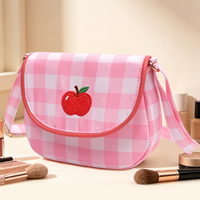 Op maat gemaakte eco-vriendelijke gingham kindertas crossbody tas groothandel fruit geborduurde schoudertas voor meisjes verjaardag cadeau party favor