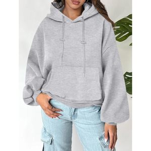 FOXA Womens Oversized Hoodie <b>Lantern</b> Sleeve Fleece Sweatshirt Loose Pullover With Pockets Fall Winter Clothes - Product Image 6