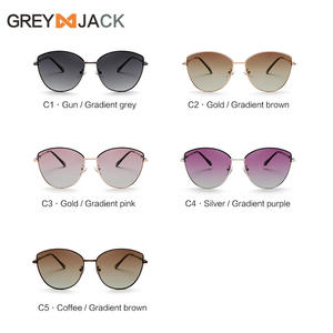 Lunettes de soleil grises Jack Cat Eye pour femmes, monture en métal, couleur or, lentille TAC, protection UV400, classe 2, numéro de pièce 1103 - Product Image 3