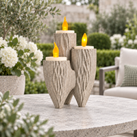Porte-bougie triple en bois imprimé en 3D avec des bougies LED pour la décoration de la maison, du jardin et de la table