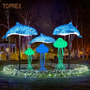 Toprex सजावट प्रकाश आउटडोर 3d सजावट रोशन क्रिसमस डॉल्फिन पशु रोशनी का नेतृत्व किया
